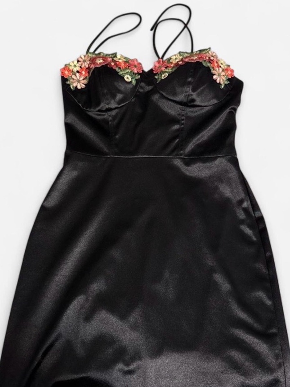 Macy's Black Satin Strapless Lace-Up Dress